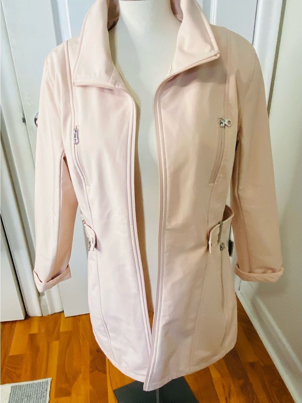 🛍️Nautica Blush Pink Short Trench w Detachable Hood XL - Picture 14 of 14